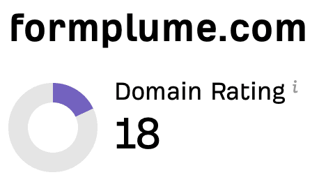 formplume.com: Domain Rating 18 on Ahrefs