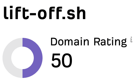 lift-off.sh: Domain Rating 50 on Ahrefs