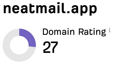 neatmail.app: Domain Rating 27 on Ahrefs