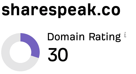 sharespeak.co: Domain Rating 30 on Ahrefs