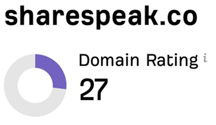 sharespeak.co — Domain Rating 27 (Ahrefs)