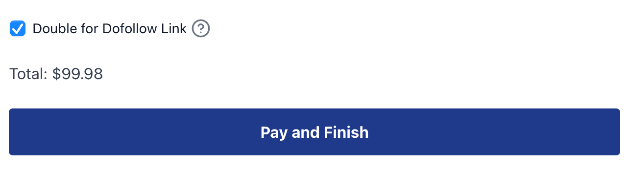 AI Agent Store's 'Double for Dofollow Link' checkbox ticked, showing the total at $99.98